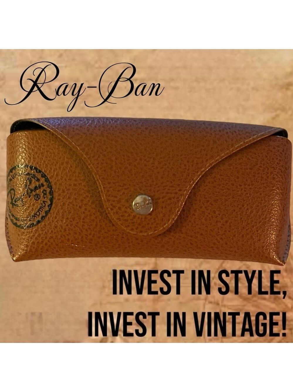 Ray-Ban VINTAGE Brown Leather Sun Glasses Case NWOT